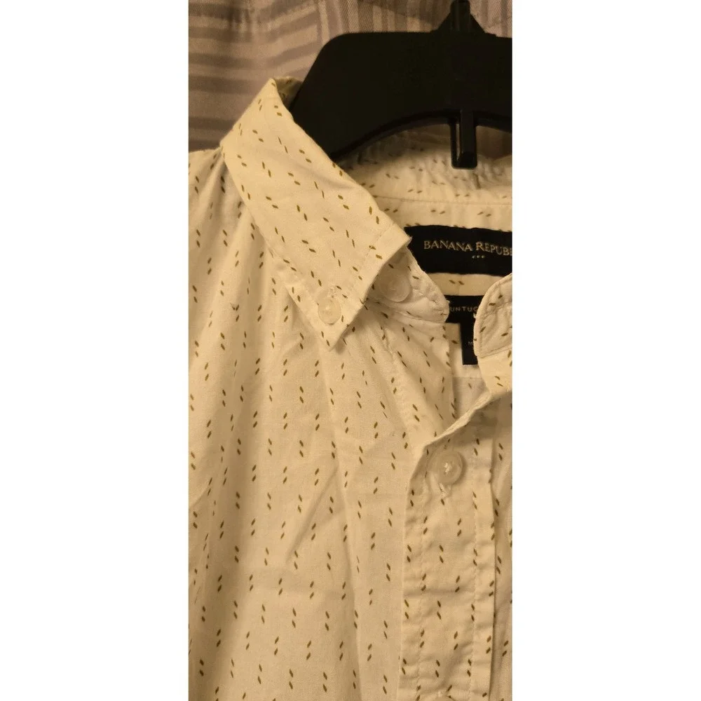 Banana Republic‎ Size S Mens Shirt Untucked Fit Button Up Long Sleeve White